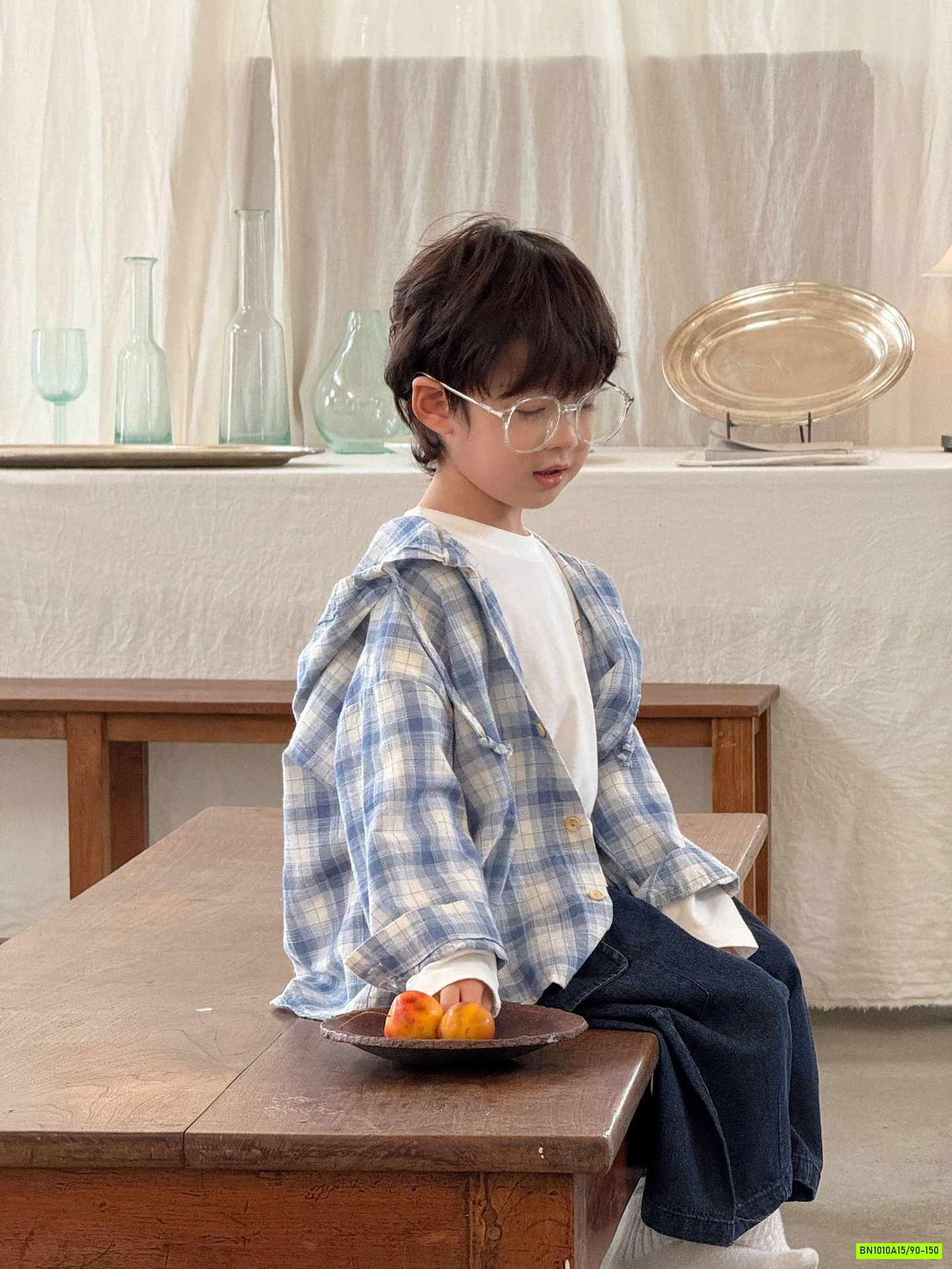 KHOÁC SƠ MI CARO XANH LIỀN MŨ