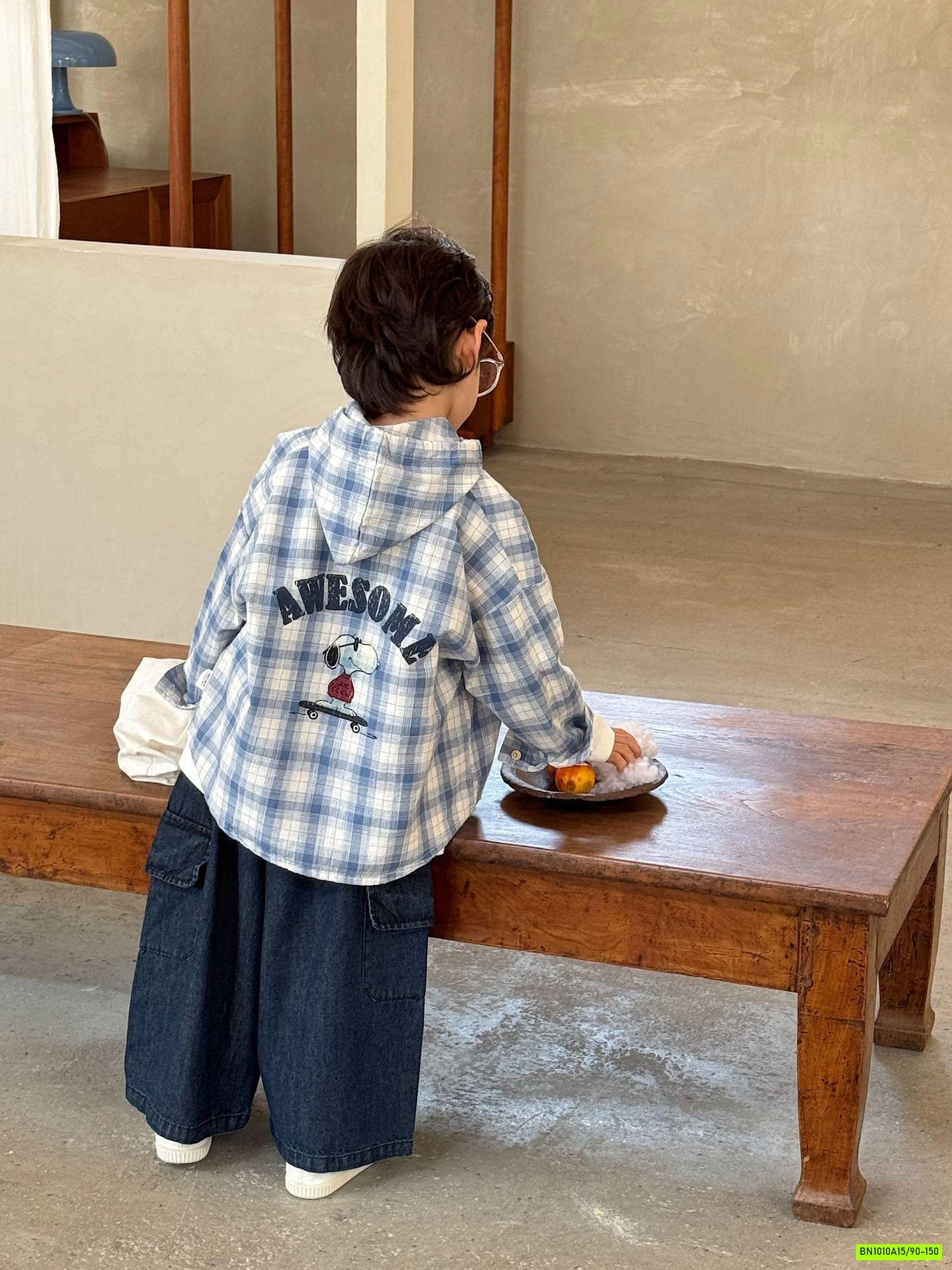 KHOÁC SƠ MI CARO XANH LIỀN MŨ