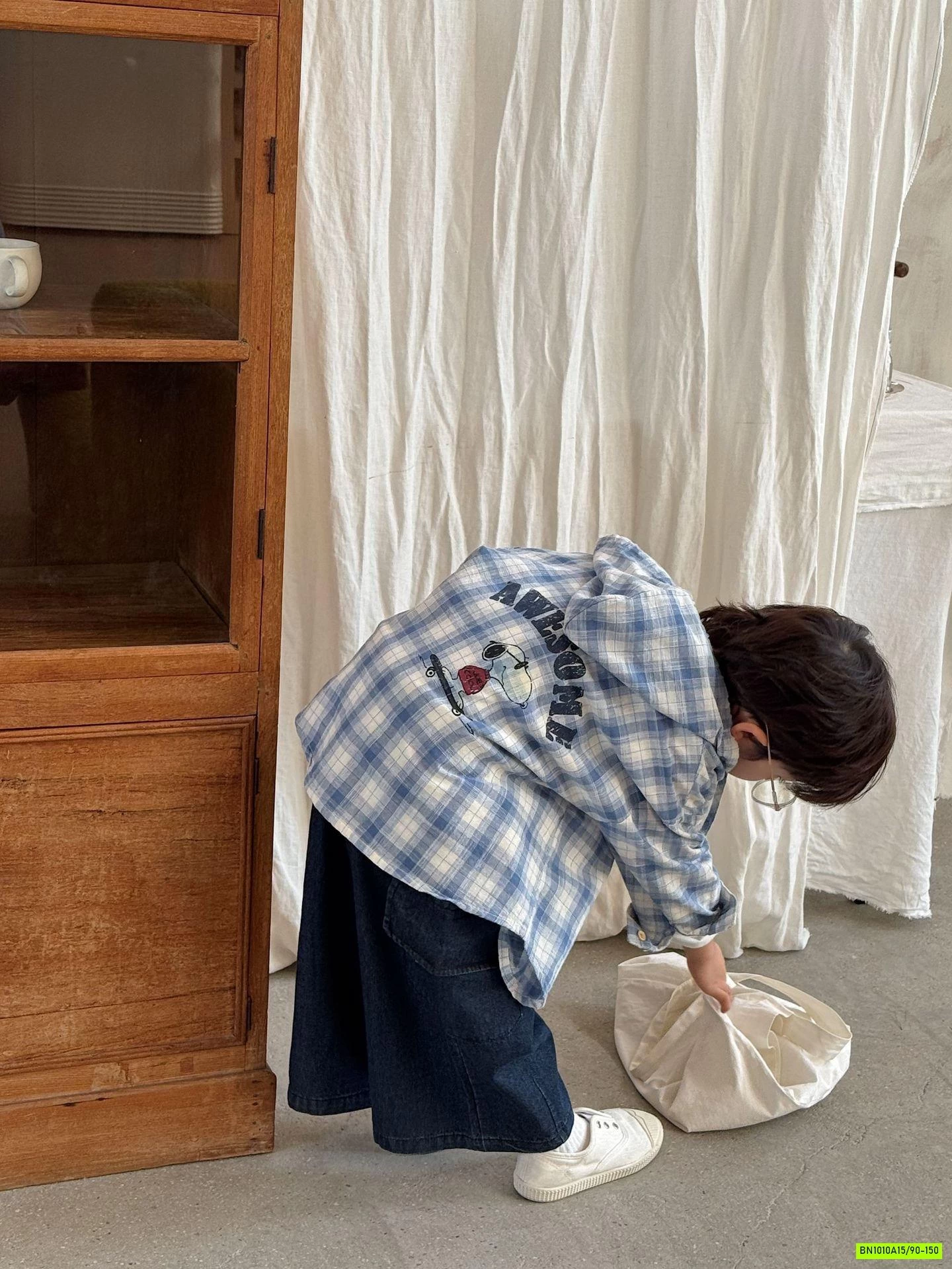 KHOÁC SƠ MI CARO XANH LIỀN MŨ