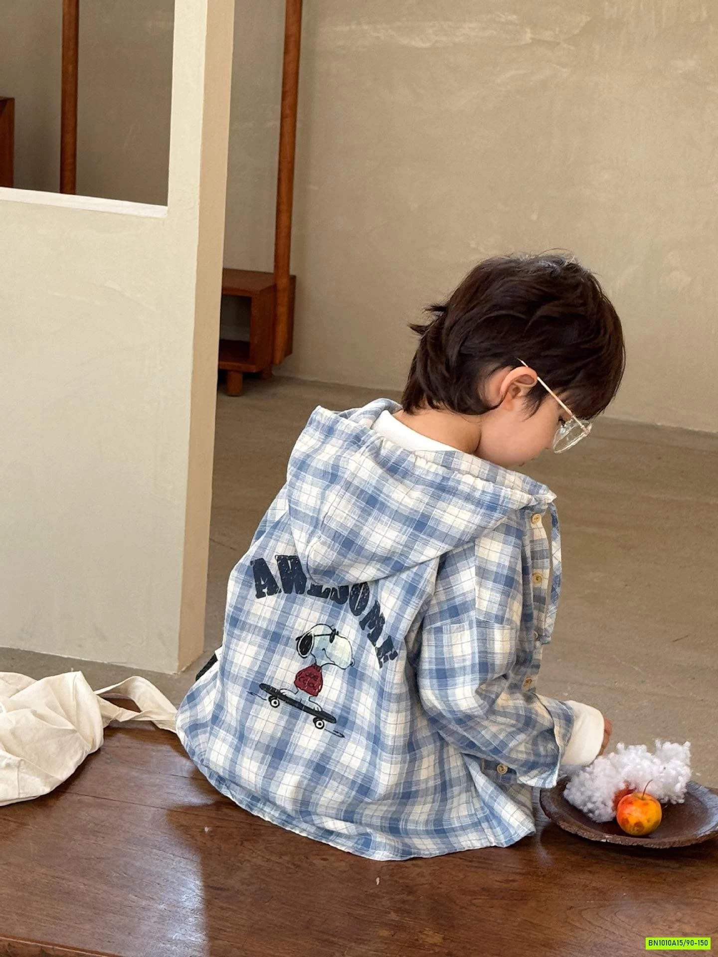 KHOÁC SƠ MI CARO XANH LIỀN MŨ