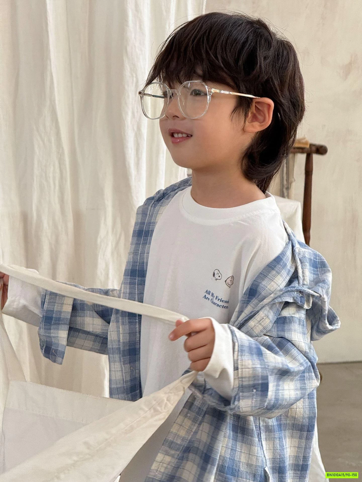 KHOÁC SƠ MI CARO XANH LIỀN MŨ