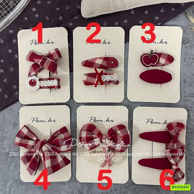 SET 2 KẸP TÓC CARO ĐỎ GIÁNG SINH