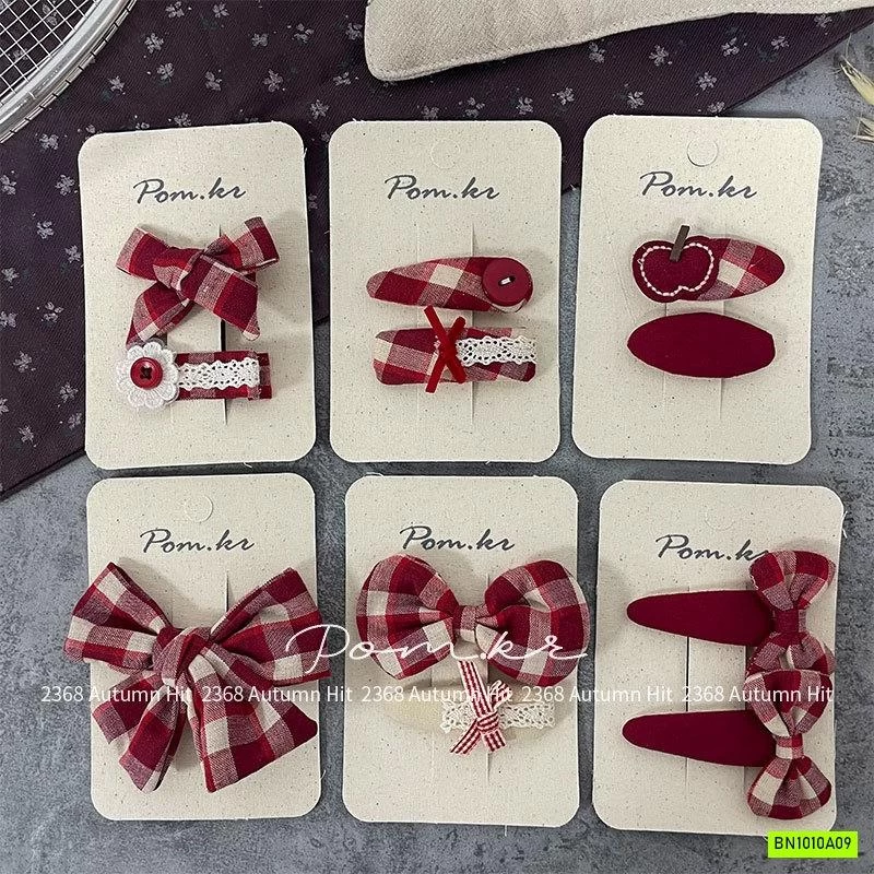 SET 2 KẸP TÓC CARO ĐỎ GIÁNG SINH