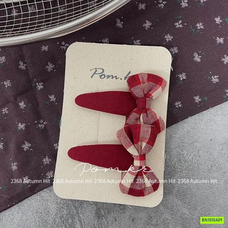 SET 2 KẸP TÓC CARO ĐỎ GIÁNG SINH