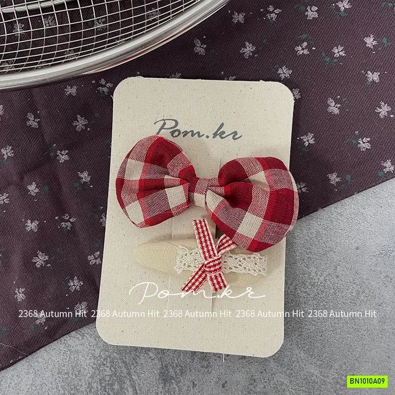 SET 2 KẸP TÓC CARO ĐỎ GIÁNG SINH