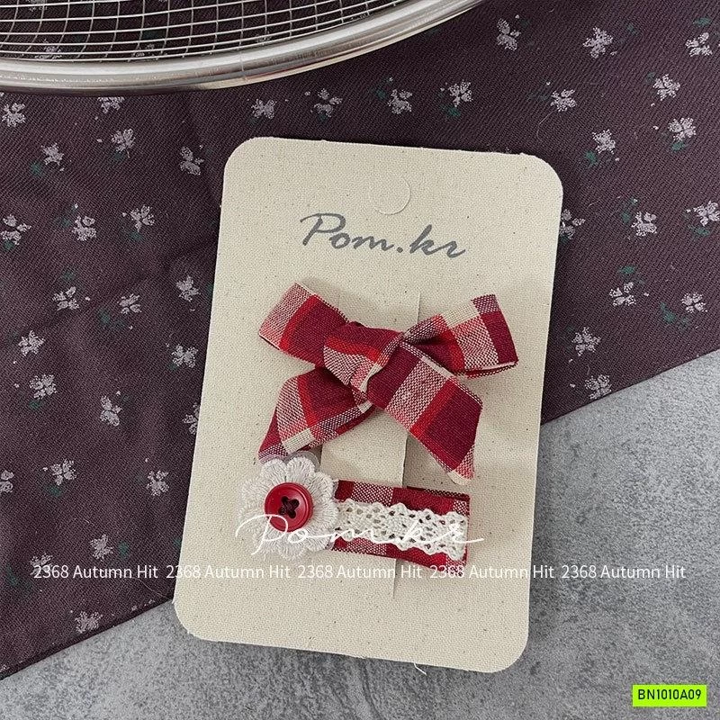 SET 2 KẸP TÓC CARO ĐỎ GIÁNG SINH