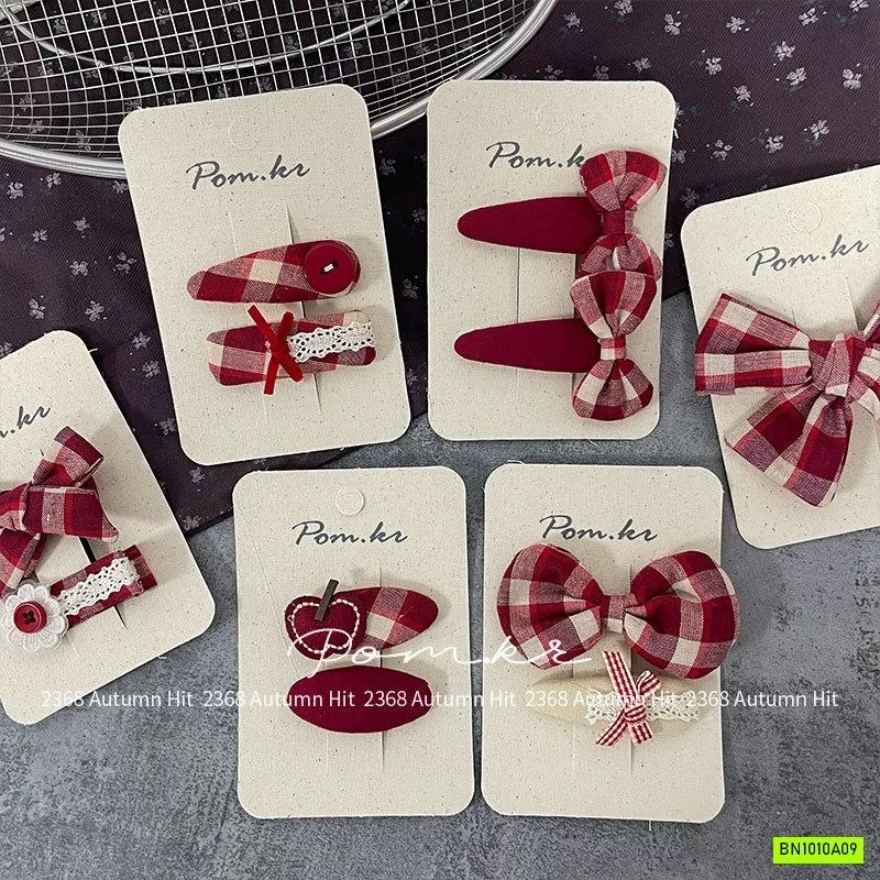 SET 2 KẸP TÓC CARO ĐỎ GIÁNG SINH