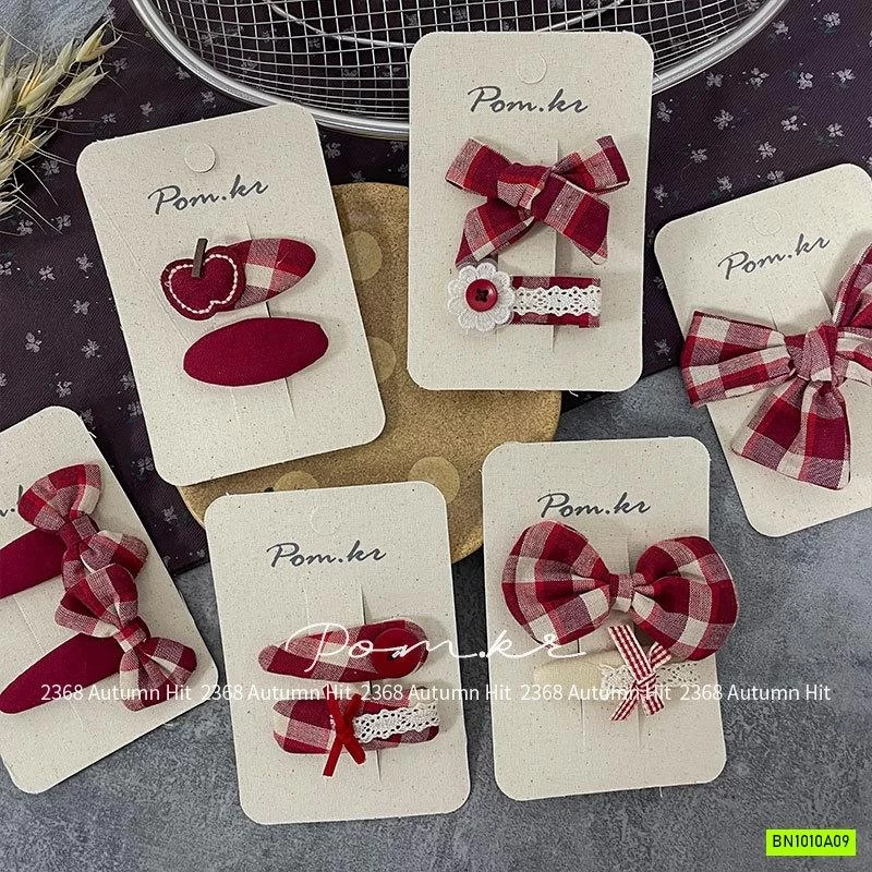 SET 2 KẸP TÓC CARO ĐỎ GIÁNG SINH