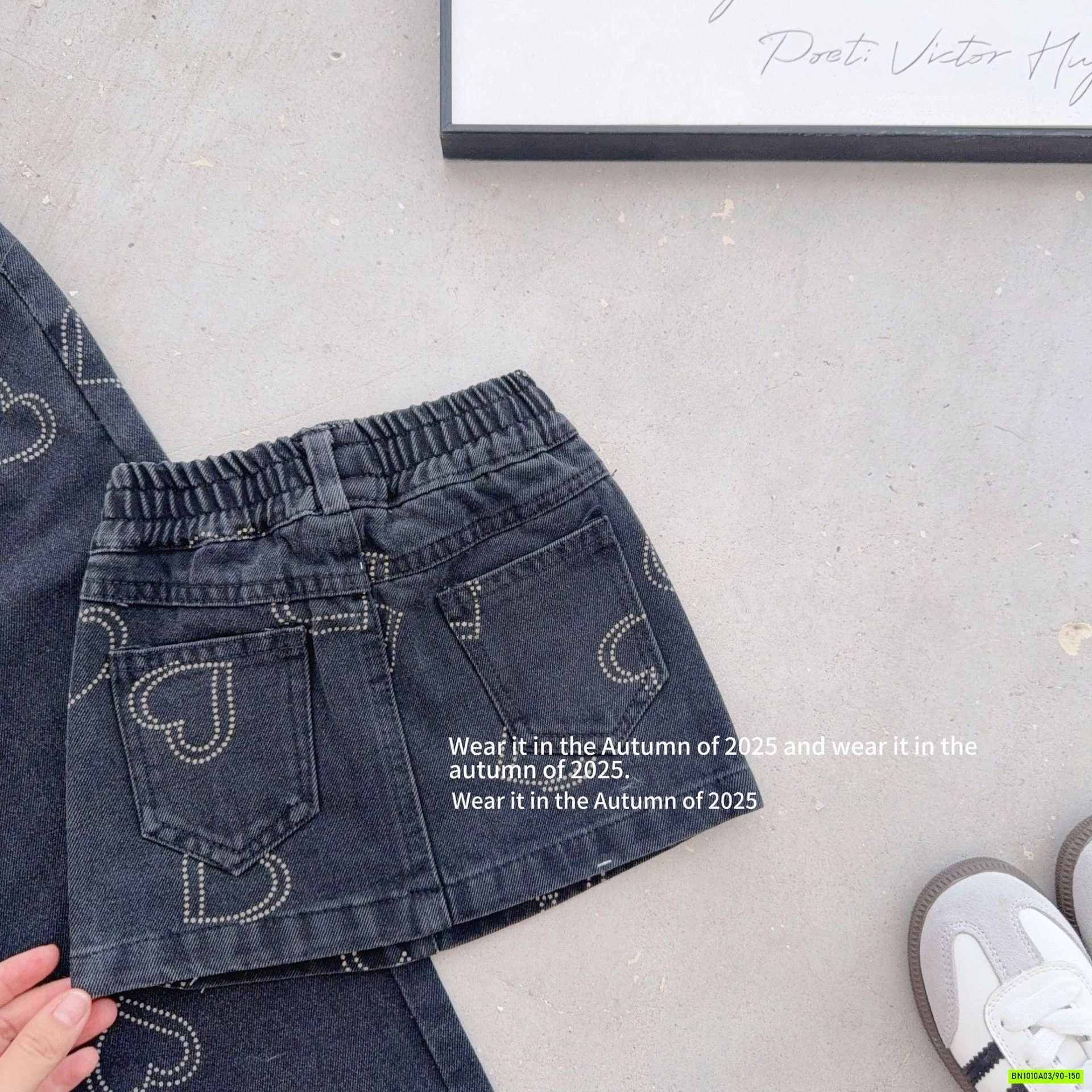CHÂN VÁY JEANS CHỮ A ĐÍNH TRÁI TIM T&QKIDS