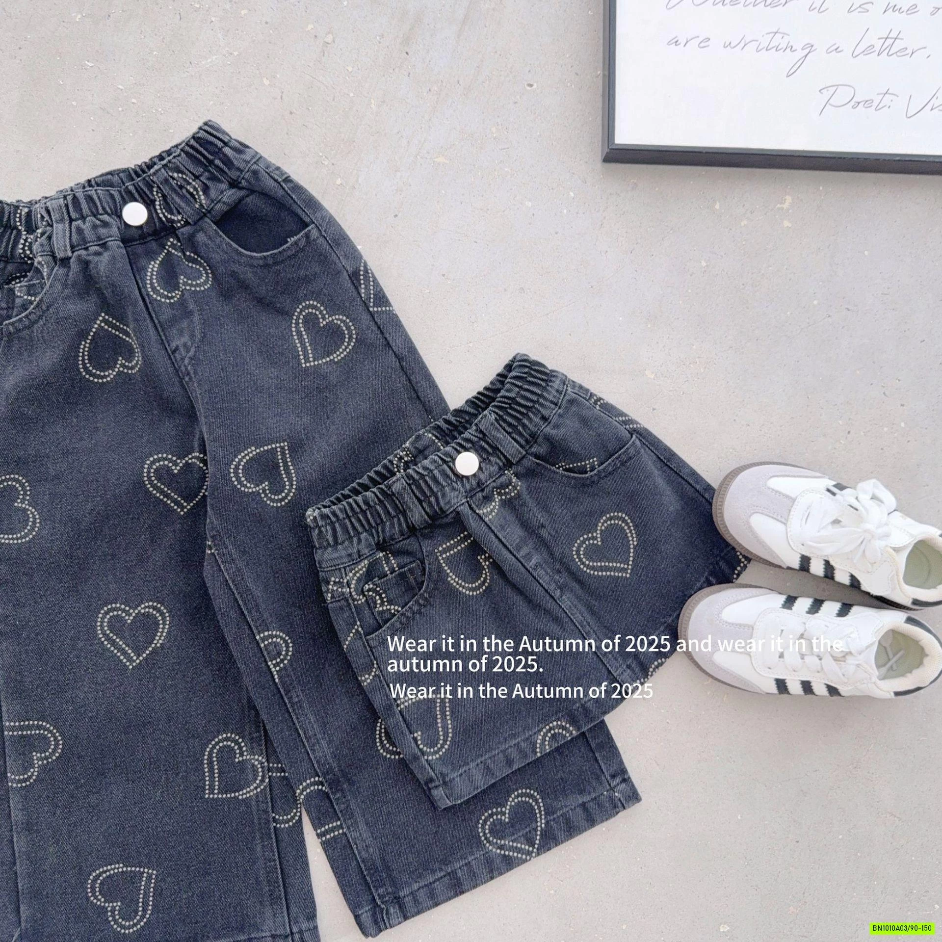 CHÂN VÁY JEANS CHỮ A ĐÍNH TRÁI TIM T&QKIDS
