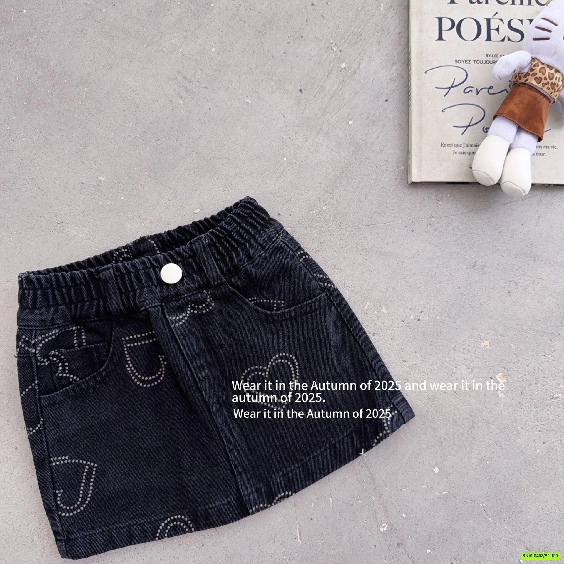 CHÂN VÁY JEANS CHỮ A ĐÍNH TRÁI TIM T&QKIDS