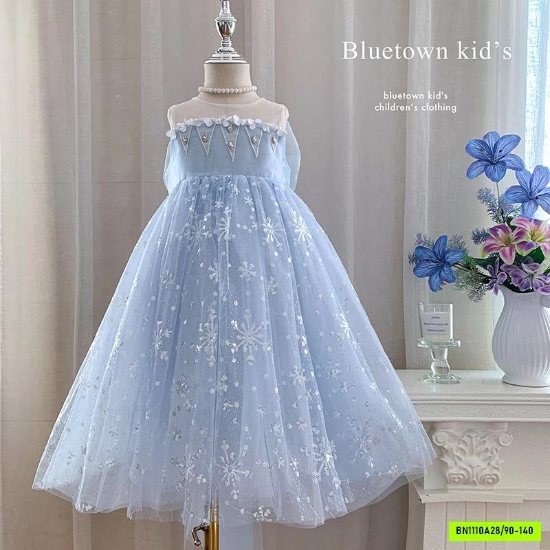 ĐẦM VOAN XANH BÔNG TUYẾT BLUETOWN
