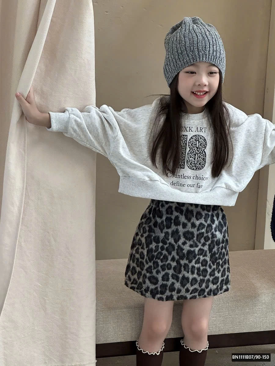 SÉT ÁO NỈ CROPTOP MIX CHÂN VÁY DA BEO