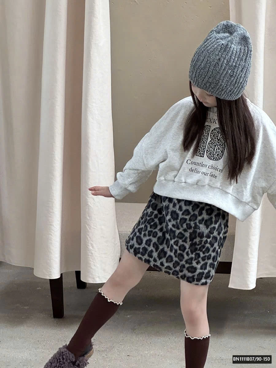 SÉT ÁO NỈ CROPTOP MIX CHÂN VÁY DA BEO