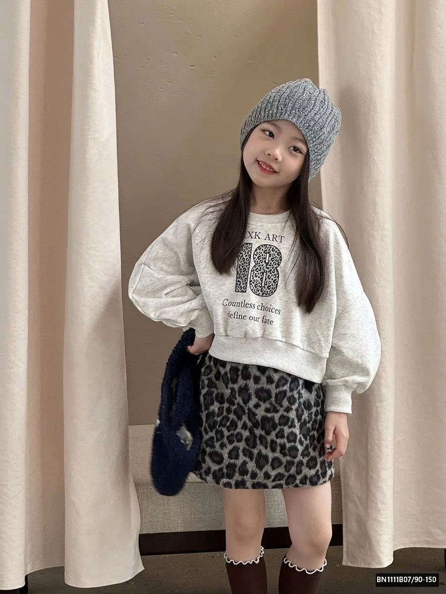 SÉT ÁO NỈ CROPTOP MIX CHÂN VÁY DA BEO