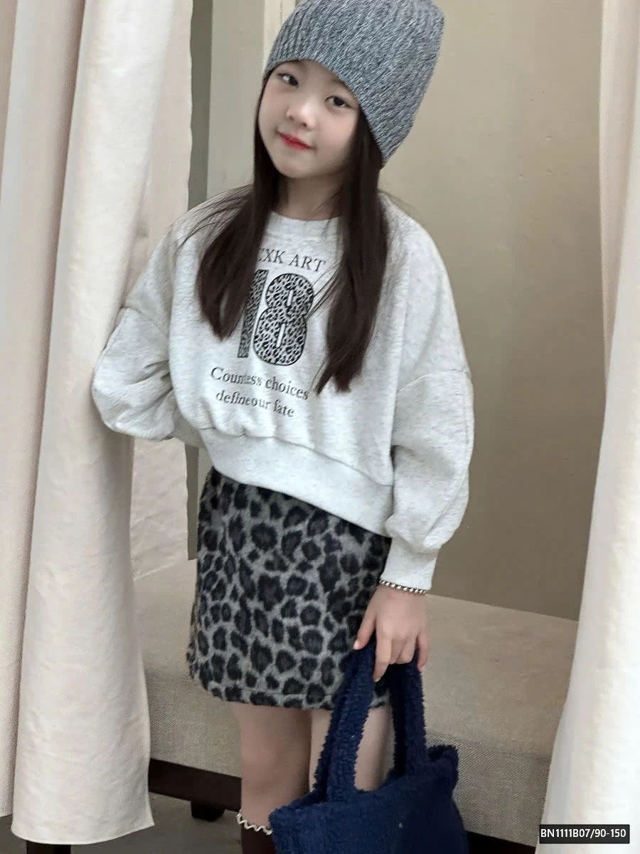 SÉT ÁO NỈ CROPTOP MIX CHÂN VÁY DA BEO