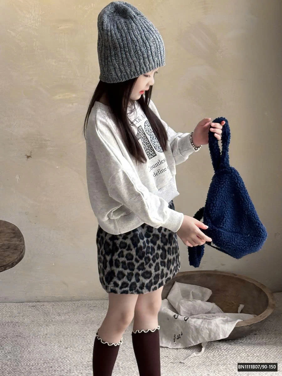 SÉT ÁO NỈ CROPTOP MIX CHÂN VÁY DA BEO