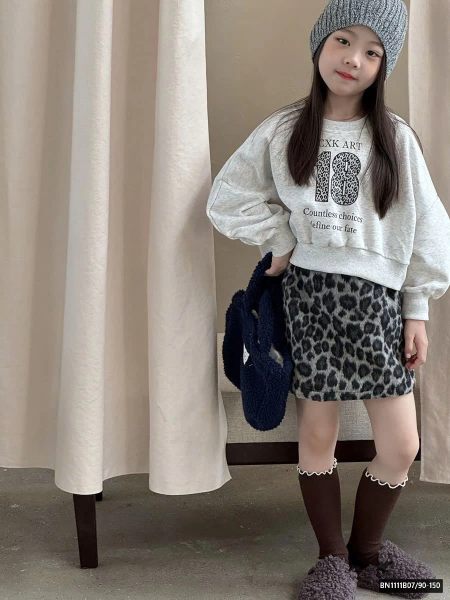 SÉT ÁO NỈ CROPTOP MIX CHÂN VÁY DA BEO