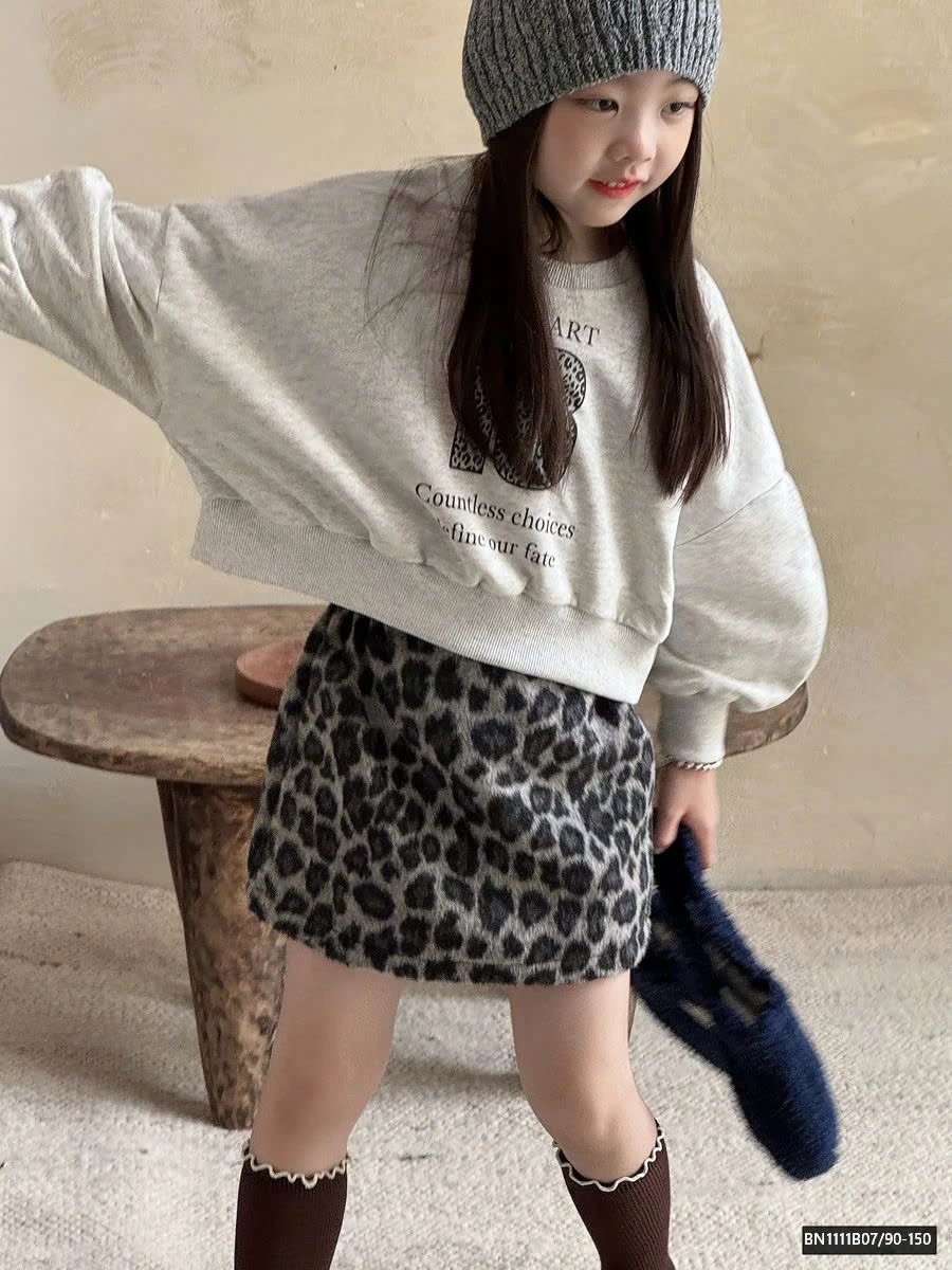 SÉT ÁO NỈ CROPTOP MIX CHÂN VÁY DA BEO