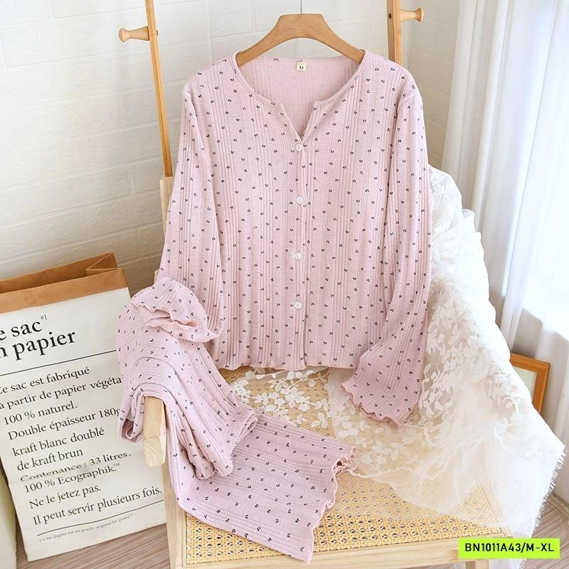 BỘ NGỦ HOA NHÍ COTTON KÈM BRA