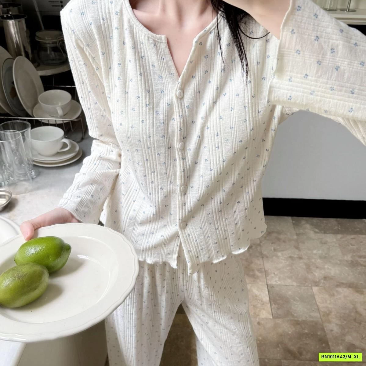 BỘ NGỦ HOA NHÍ COTTON KÈM BRA