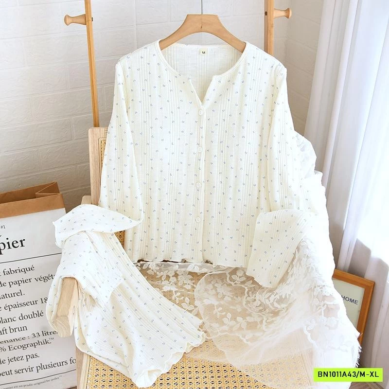 BỘ NGỦ HOA NHÍ COTTON KÈM BRA