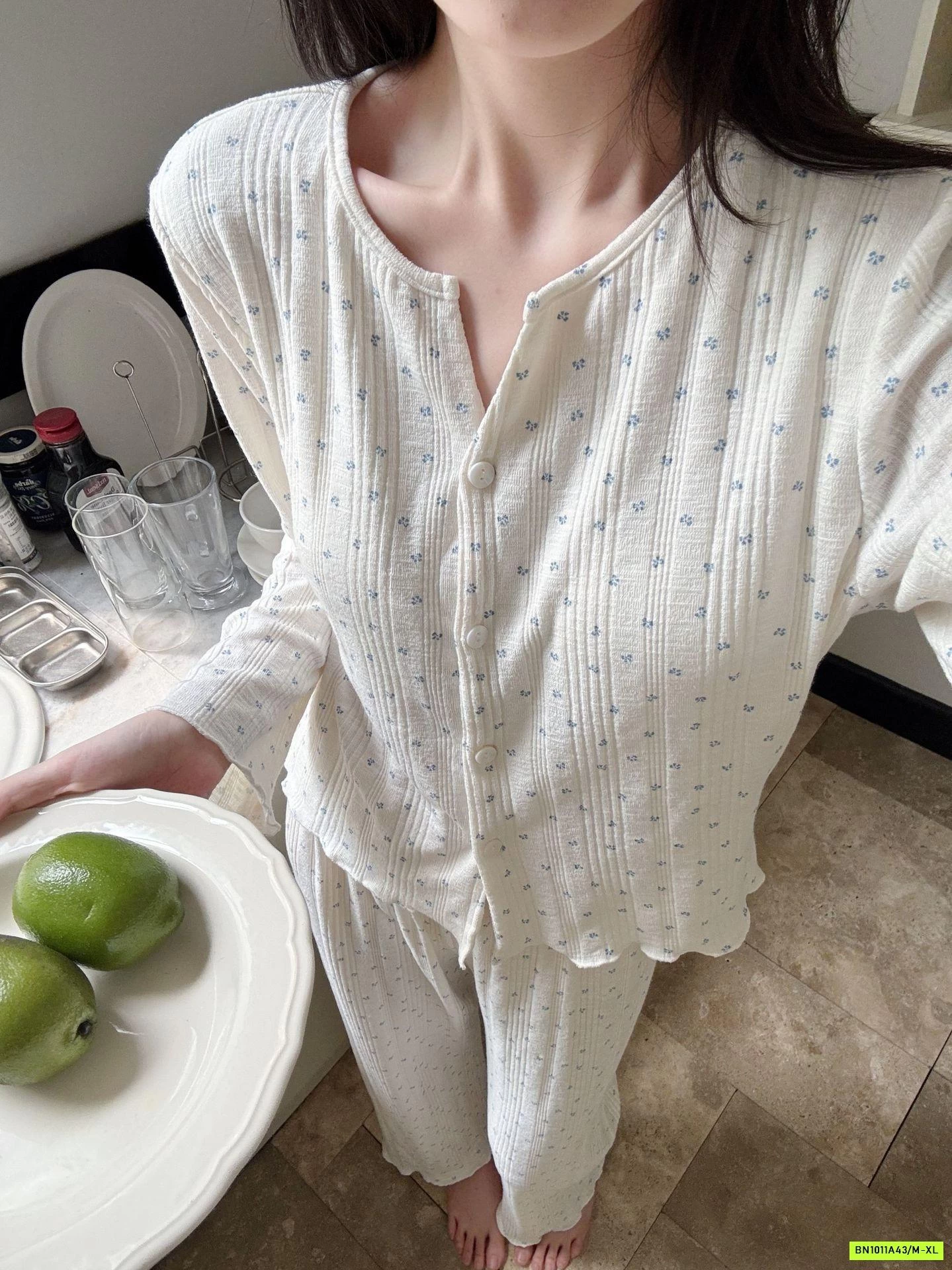 BỘ NGỦ HOA NHÍ COTTON KÈM BRA