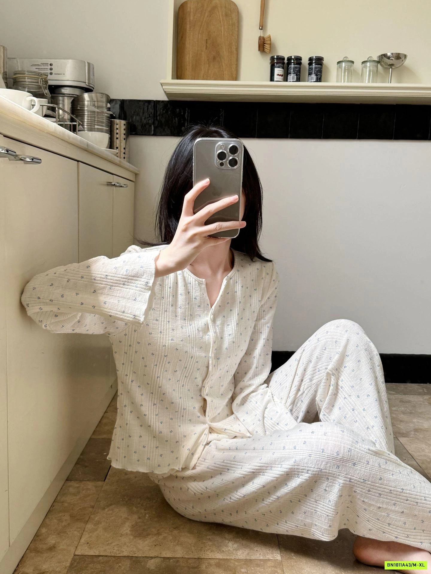 BỘ NGỦ HOA NHÍ COTTON KÈM BRA