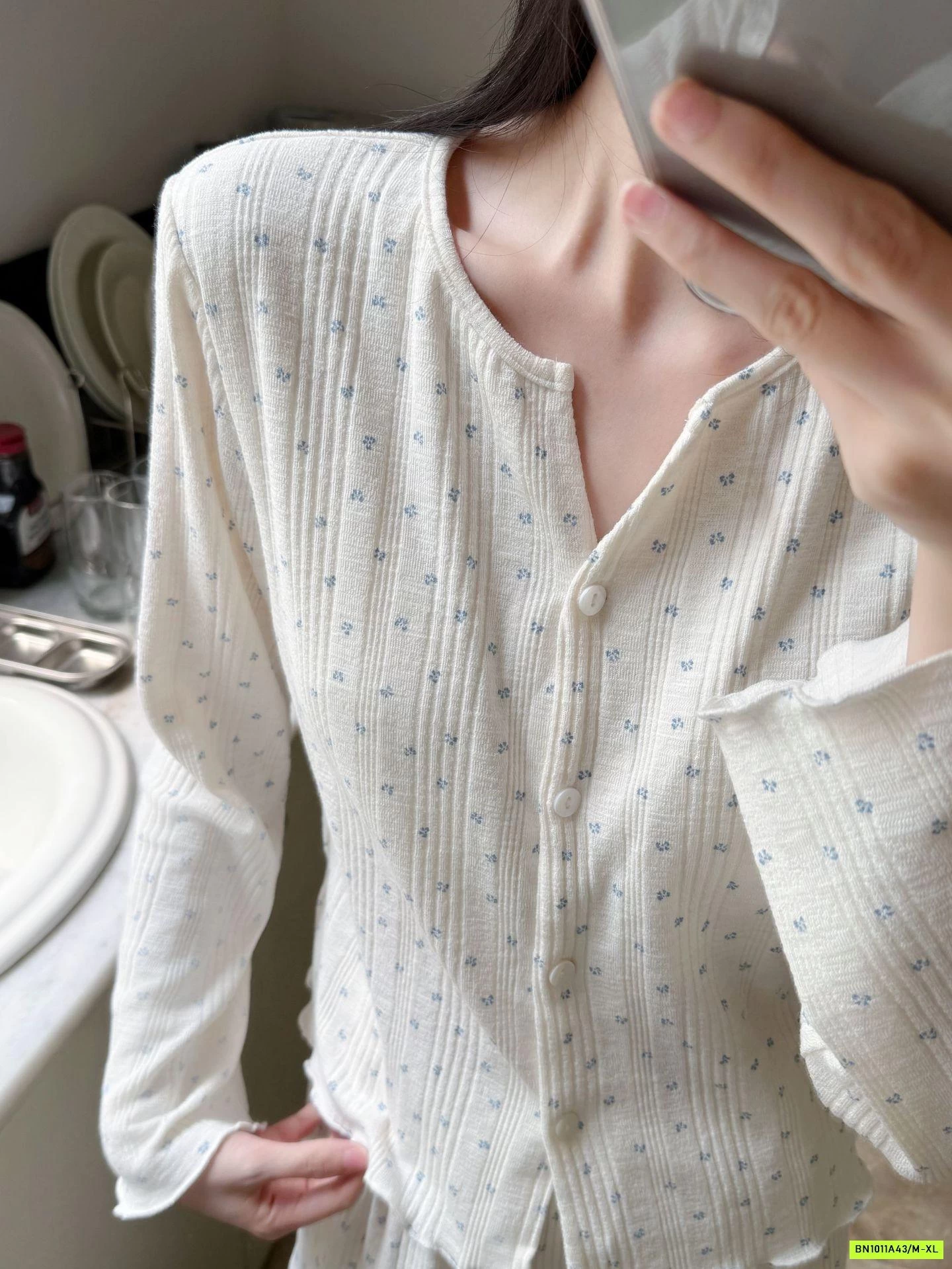 BỘ NGỦ HOA NHÍ COTTON KÈM BRA