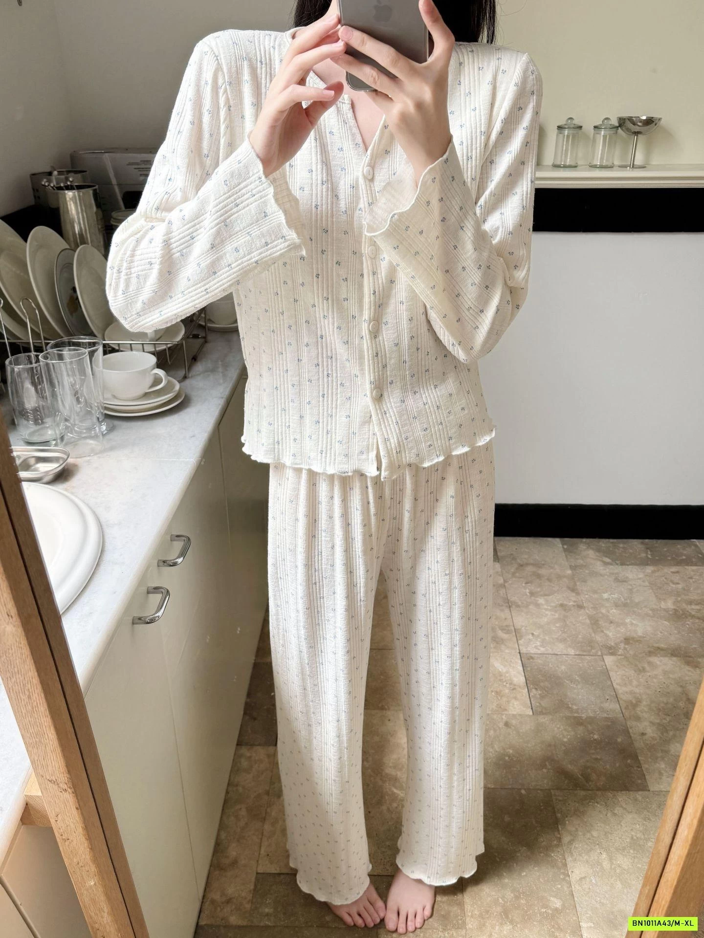 BỘ NGỦ HOA NHÍ COTTON KÈM BRA