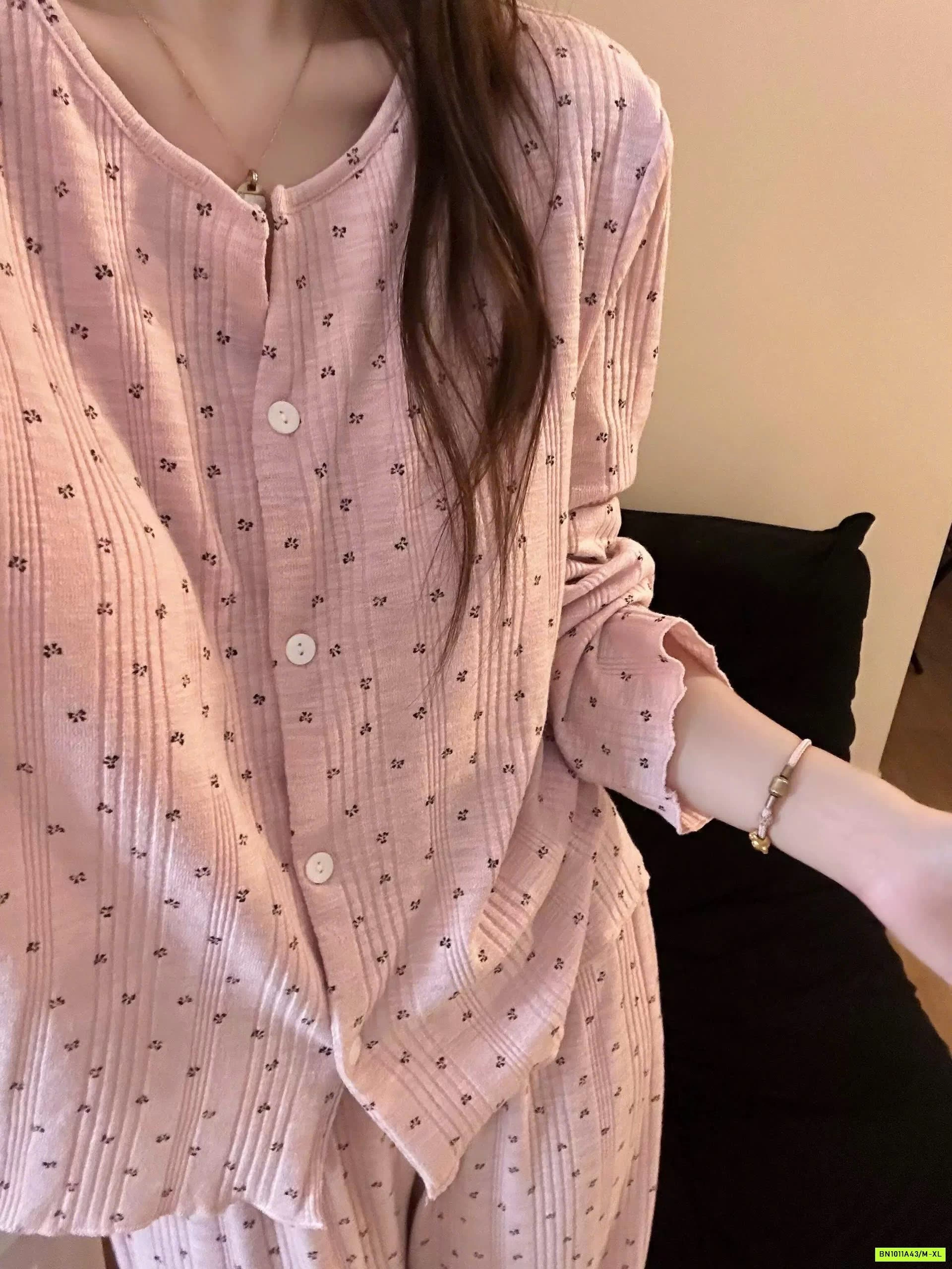 BỘ NGỦ HOA NHÍ COTTON KÈM BRA