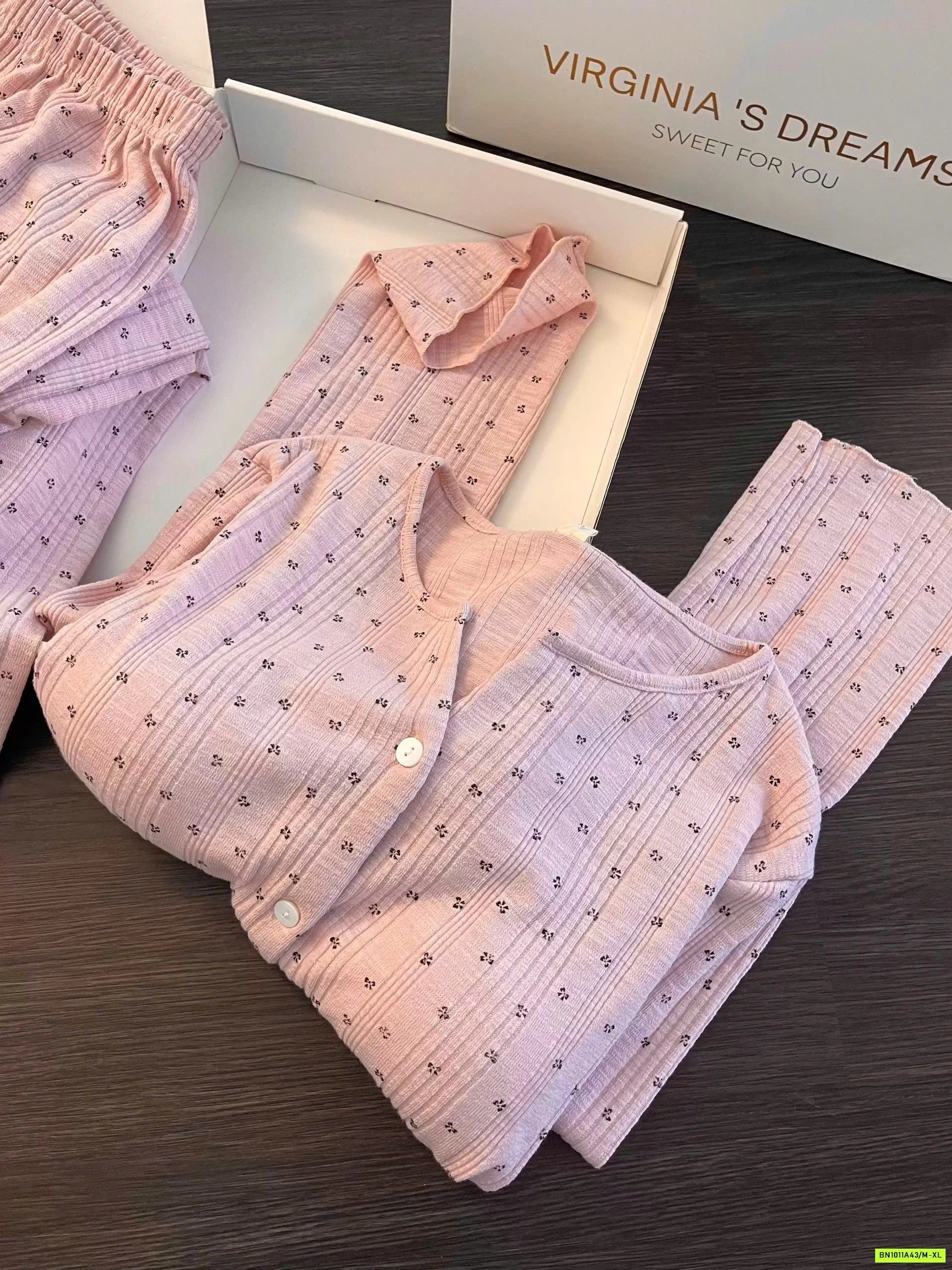 BỘ NGỦ HOA NHÍ COTTON KÈM BRA