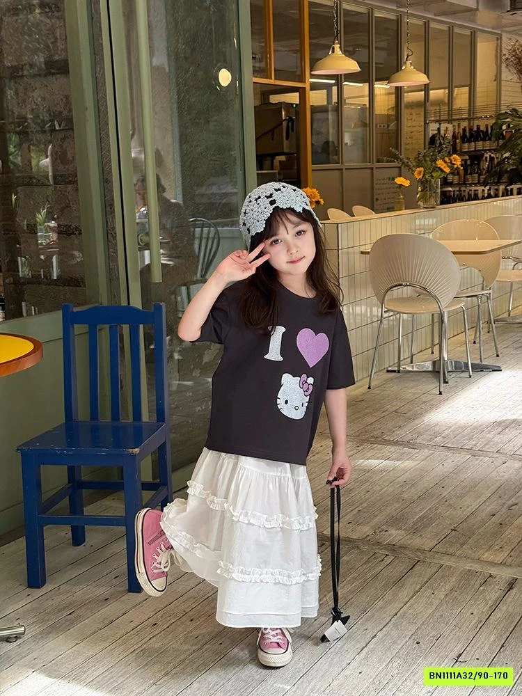 CHÂN VÁY BÈO TRẮNG DÁNG DÀI 25C151 AMBB