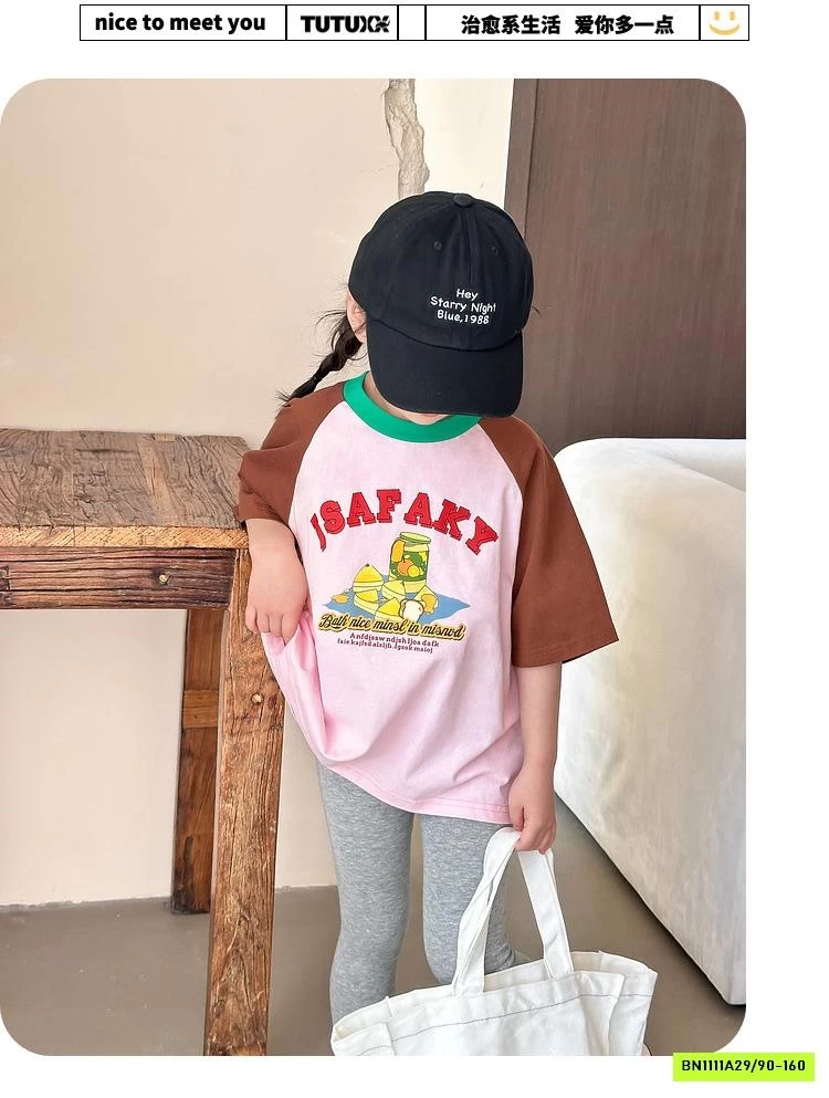 ÁO THUN PHỐI MÀU TAY BÉ GÁI