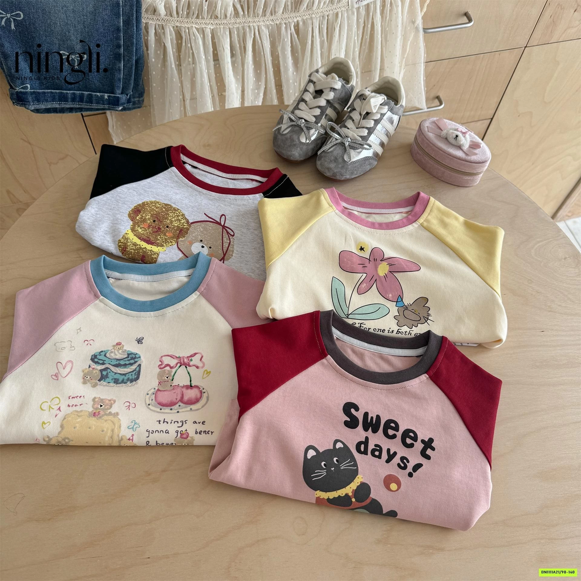 ÁO THUN PHỐI MÀU TAY NINGLI