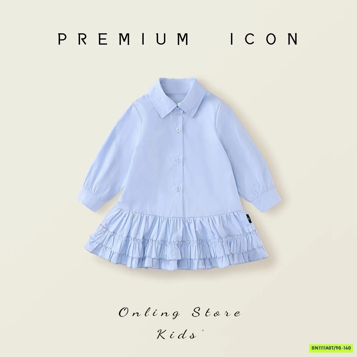 ĐẦM SƠ MI XANH ĐUÔI CÁ XẾP LY PREMIUM