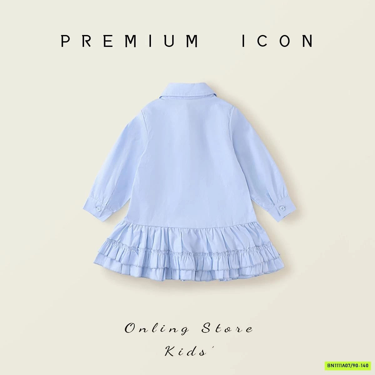 ĐẦM SƠ MI XANH ĐUÔI CÁ XẾP LY PREMIUM