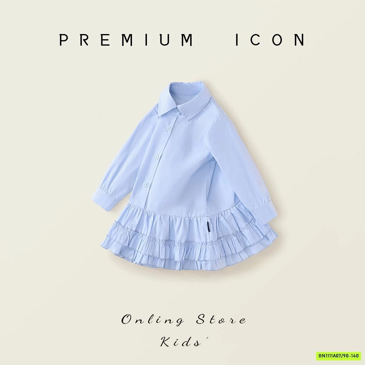 ĐẦM SƠ MI XANH ĐUÔI CÁ XẾP LY PREMIUM