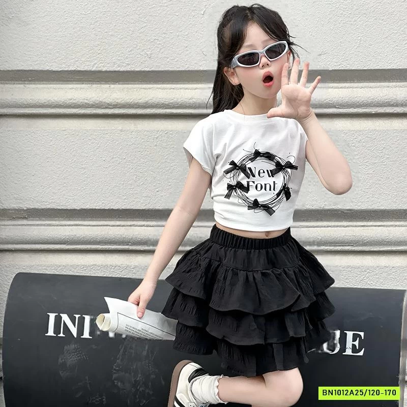 CROPTOP GẮN NƠ MIX CV XẾP TẦNG