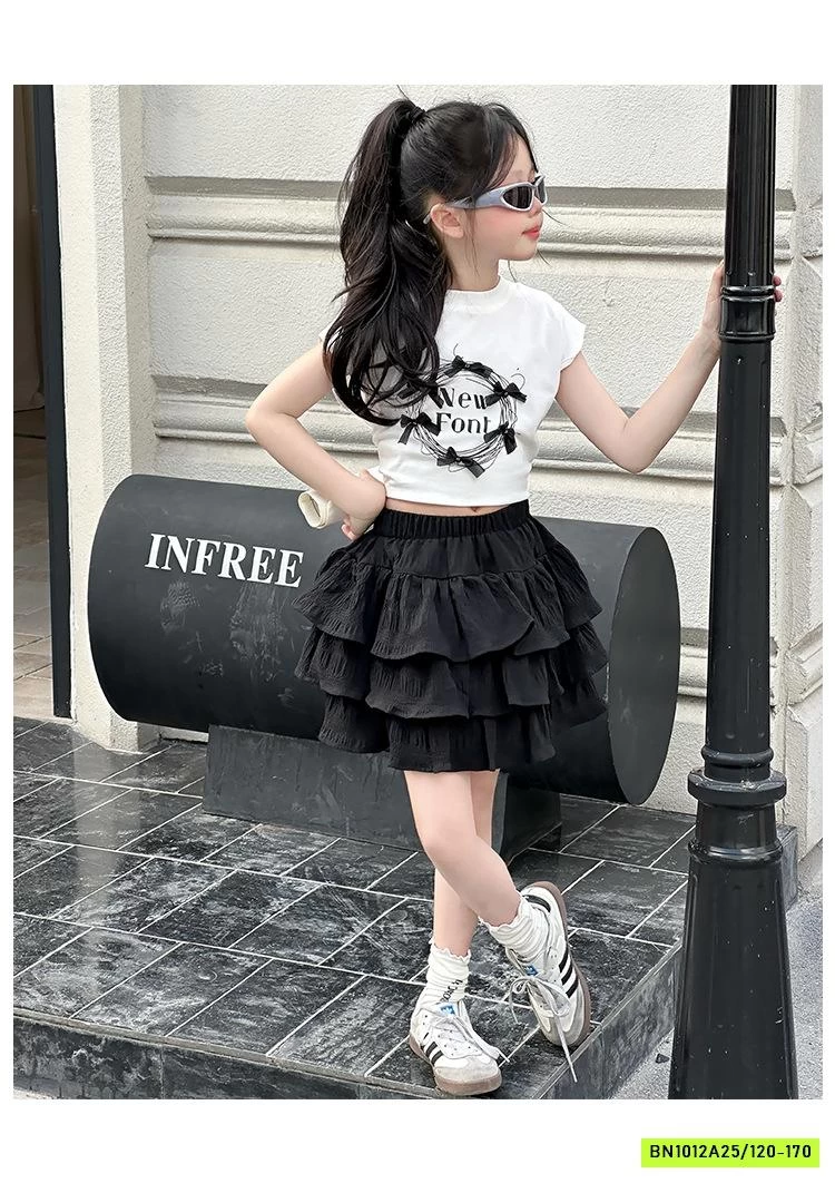 CROPTOP GẮN NƠ MIX CV XẾP TẦNG