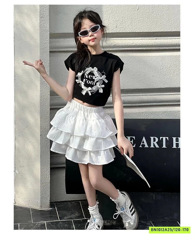 CROPTOP GẮN NƠ MIX CV XẾP TẦNG