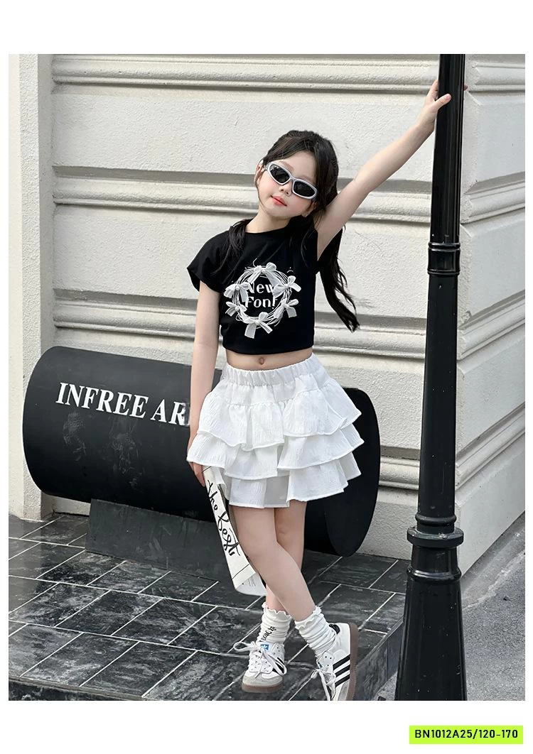 CROPTOP GẮN NƠ MIX CV XẾP TẦNG