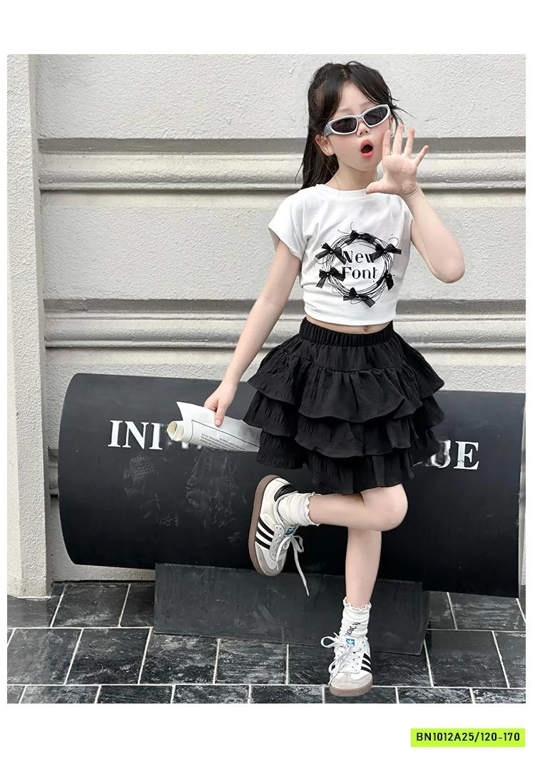 CROPTOP GẮN NƠ MIX CV XẾP TẦNG