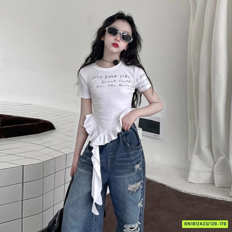 ÁO BÈO MIX JEANS SUÔNG RÁCH