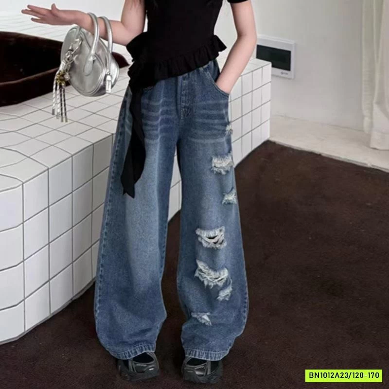 ÁO BÈO MIX JEANS SUÔNG RÁCH