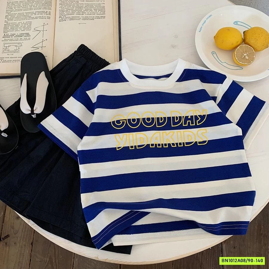 ÁO THUN KẺ XANH TRẮNG