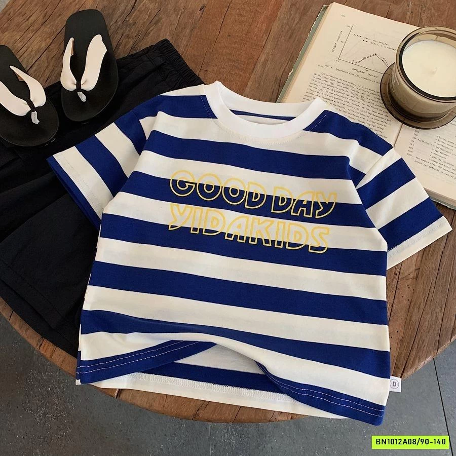 ÁO THUN KẺ XANH TRẮNG