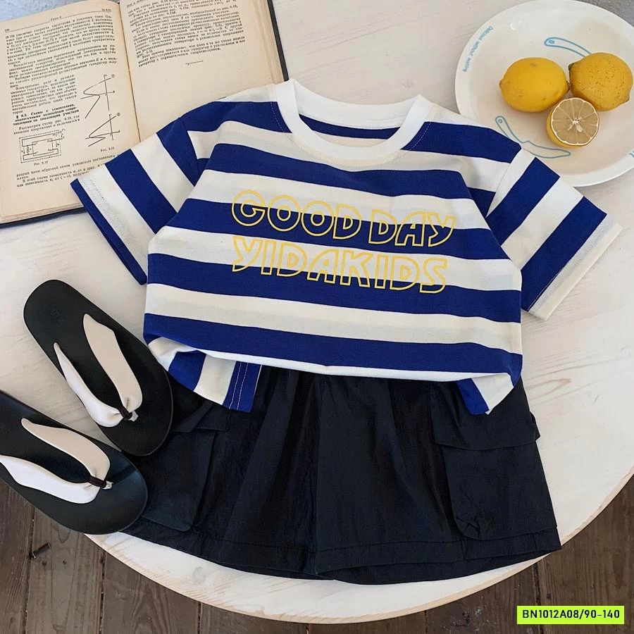 ÁO THUN KẺ XANH TRẮNG