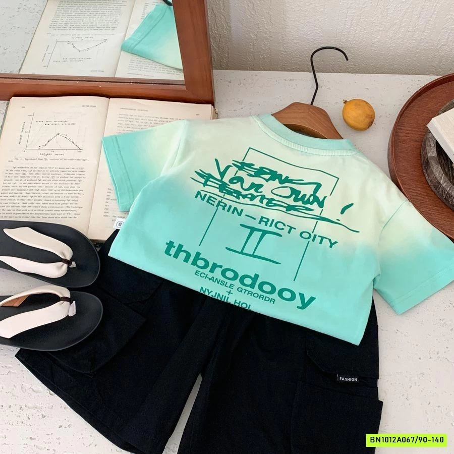 ÁO THUN XANH LOANG IN CHỮ