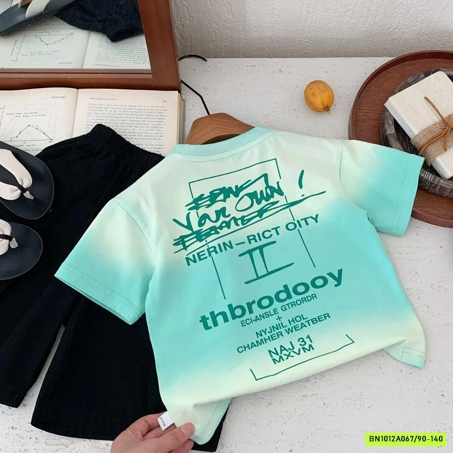 ÁO THUN XANH LOANG IN CHỮ